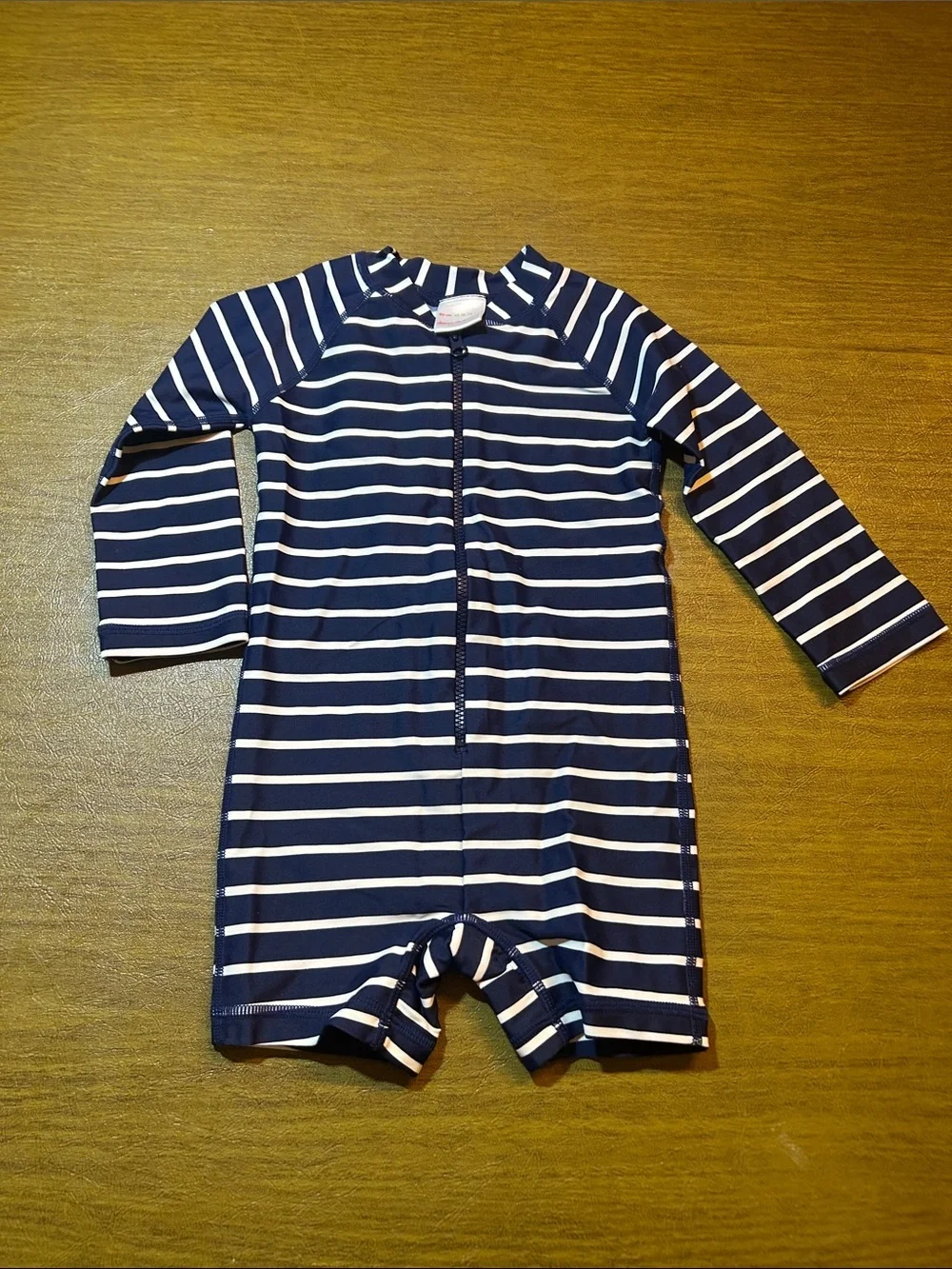 Hanna Andersson Striped Navy and White Baby Rashguard One-Piece size 18-24